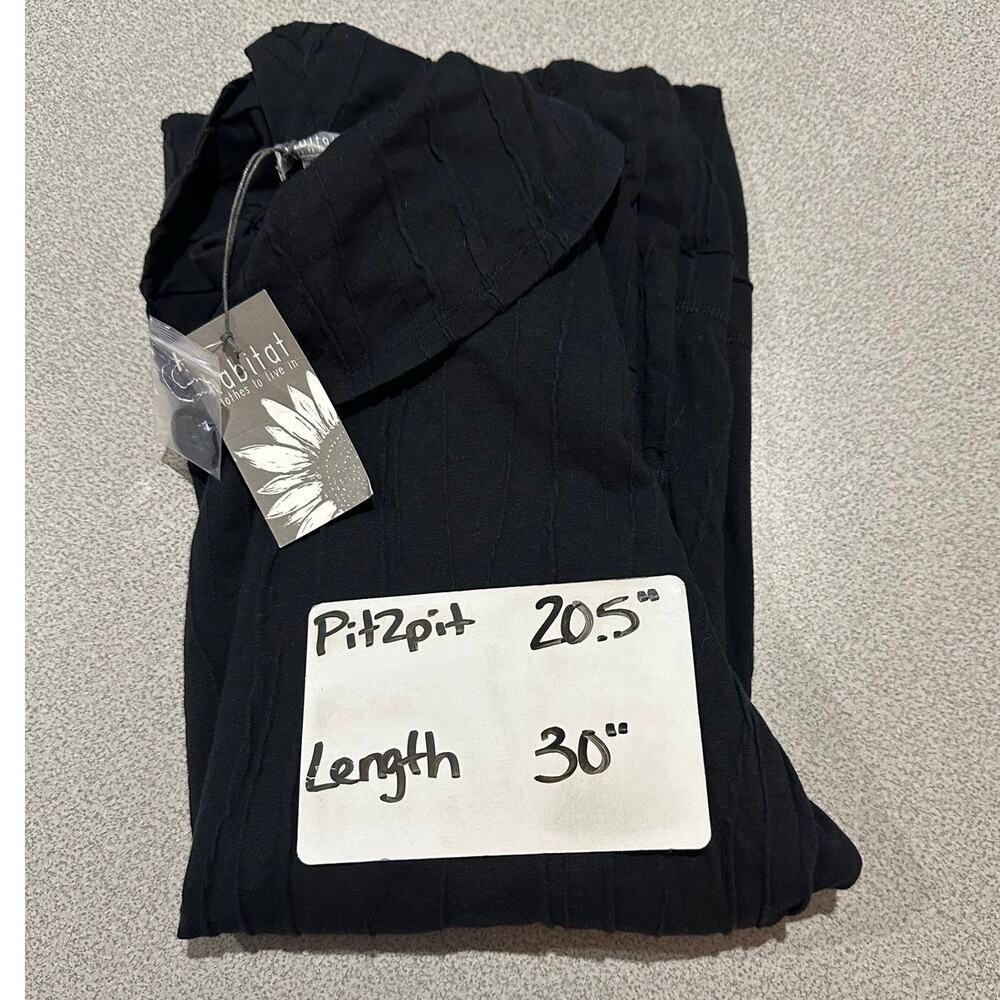 Habitat NWT Sz M Steady‎ Stream Cowl Pocket Tunic Top Linen Blend Black Crinkle - Picture 8 of 12